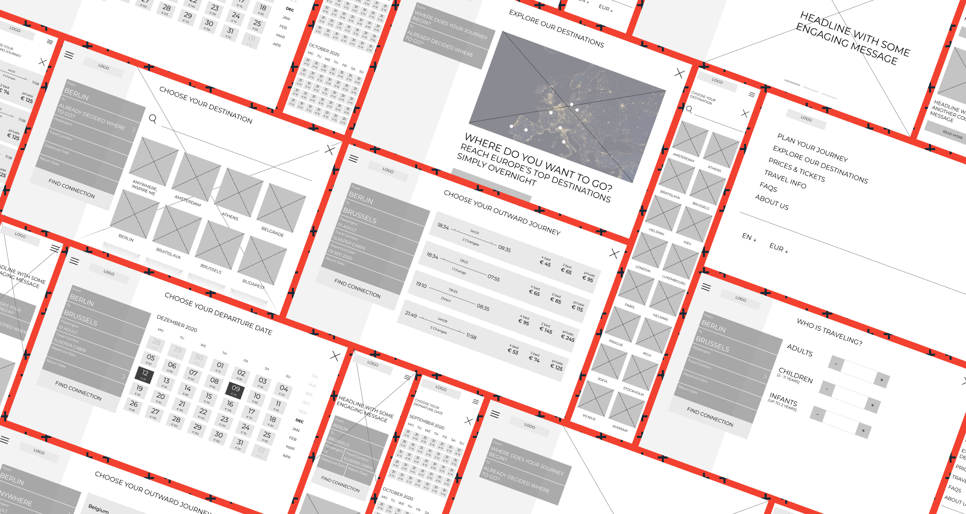 wireframes in different viewports